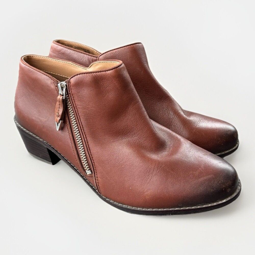 Vionic Chestnut Leather Ankle Booties - image 1